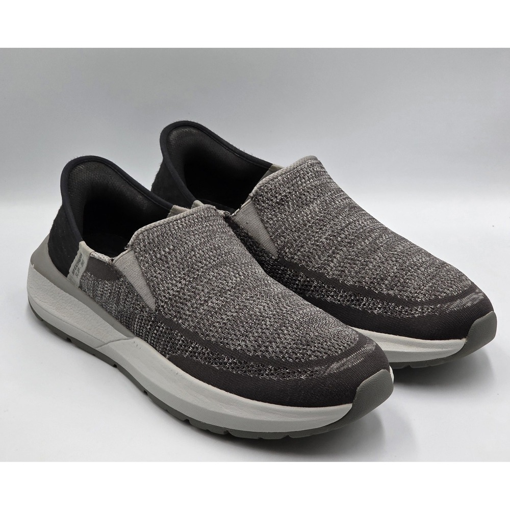 Skechers Neville Rovelo Slip Ins Gray Mens 10.5 Hands Free Memory Foam Comfort